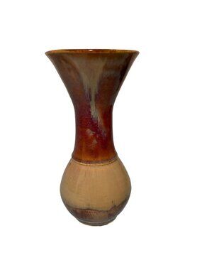 Handmade Studio Pottery Ceramic Vase With Earthy Red And Brown Glaze